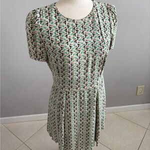 Zara Mint Patterned Short Sleeve Mini Dress